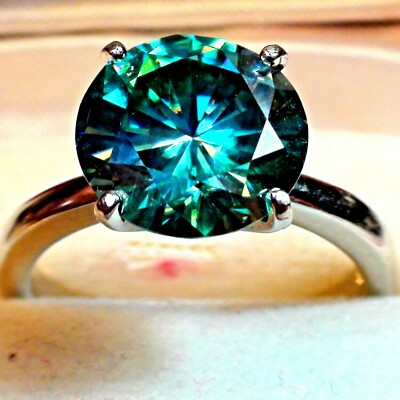 GROSS! 4,35 ct RUNDSCHLIFF SEHR FEUER MOISSANIT DIAMANT RING 925 S.SILBER.GR.7,25