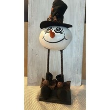 Christmas Snowman 20 inches Tall Gourd Head Signed on the Head