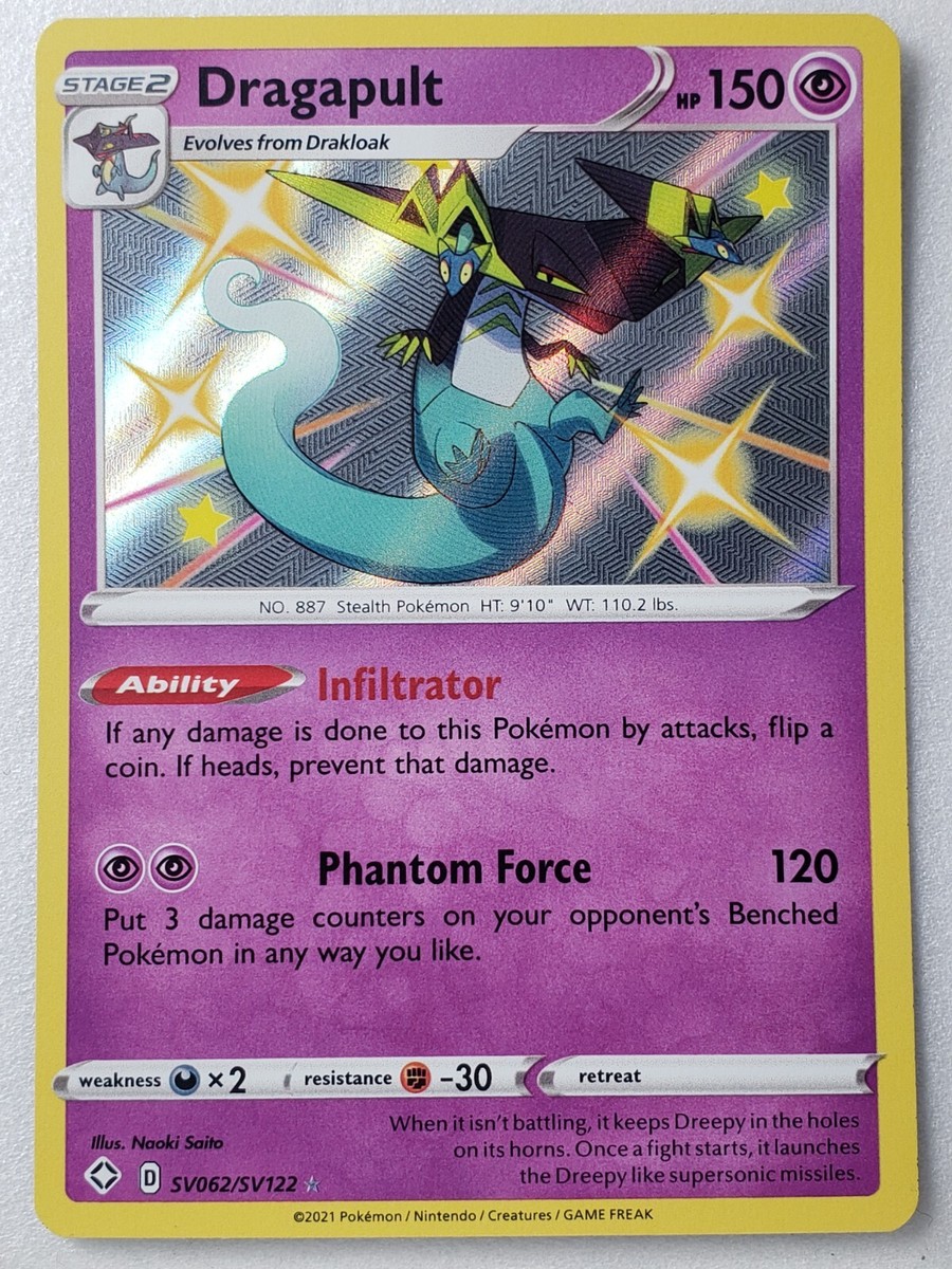 HOLO Dragapult SV062/SV122 - NM / M - SHINY VAULT Shining Fates Pokemon Card HOLO Dragapult SV062/SV122 - NM / M - SHINY VAULT Shining Fates Pokemon Card