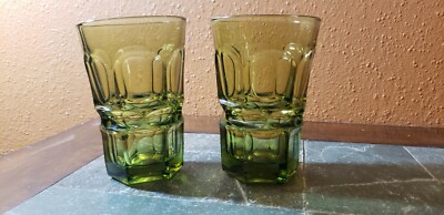 Fostoria ARGUS Green Flat Tumbler Glasses 5 1/4'' Set of 2