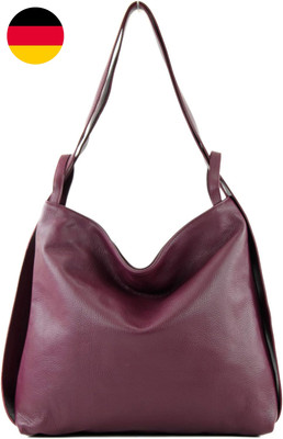 Modamoda De T192 Damen Leder Rucksack Schultertasche 2In1 Handmade in Italy