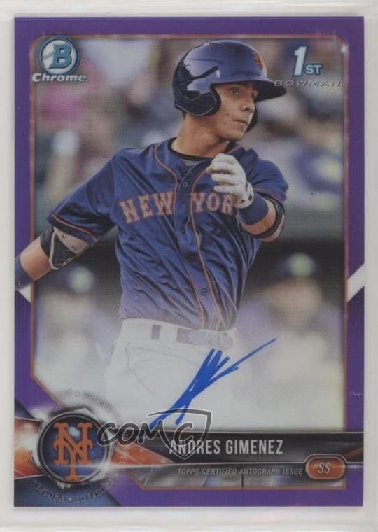 2018 Bowman Chrome Prospect Purple Refractor /250 Andres Gimenez Auto 0g4