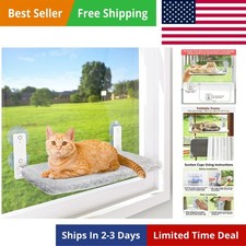 Cordless Cat Window Perch, Cat Hammock for Wall with 4 Suction Cups, Solid Me...