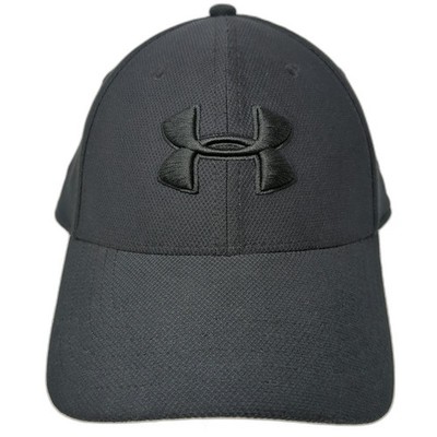 Under Armour Baseball Cap Black XL Stretch Fit Blitzing Polyester Hat Embroidery
