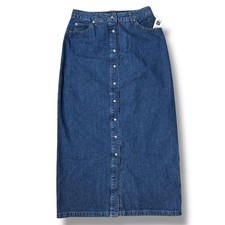 Gap NWT Denim Maxi Skirt Snap Front A-Line 10 28  Waist Cottage 90  s Cotton