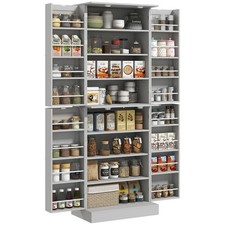 65" Kitchen Pantry Cabinet with Adjustable Shelves Spick Racks Gray