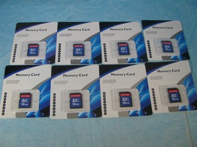 Lot of 8 INDMEM 16GB SDHC Memory Card for digital image capture and storage.