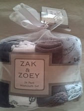 24 Baby Washcloths Zak  Zoey Gift Pack Assorted Colors Navy Blue Gray White