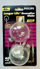 2 Pack Philips 40 Watt Longer Life Decorative Clear Light Bulbs New Unopened Pkg