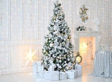 10x8 FT Christmas Backdrop Photography Indoor Tree Fireplace Studio Props