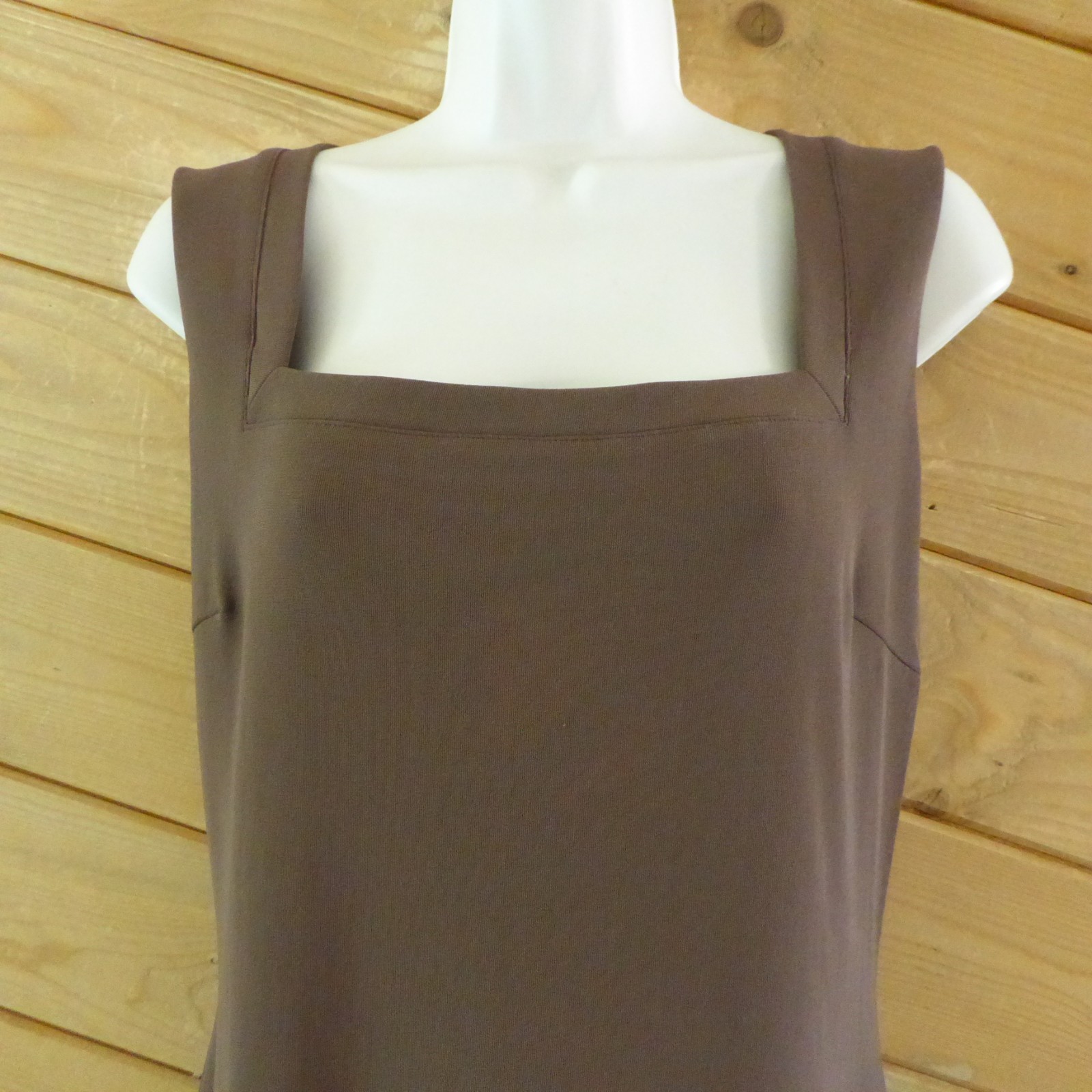 Boston Proper Solid Brown Square Neck Tank Sleeve… - image 4