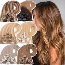 CLEARANCE 100 Human Hair Extensions 8 Pieces Clip In Real Remy Hair Double Weft