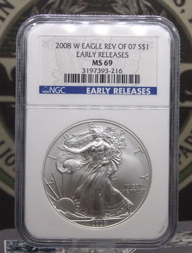 2008 "W" American SILVER Eagle *Reverse of 2007* $1 NGC MS69 #216 ER ECC&C, Inc.