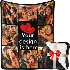 Warm Insulated Flannel Blanket, Customized Image Words, Snuggle Gift for Mom