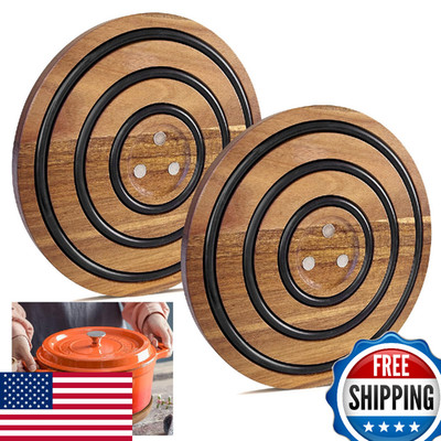LAIAMER 2PCS Magnetic Acacia Wood Trivets for Hot Pots & Pans, Heat Resistant