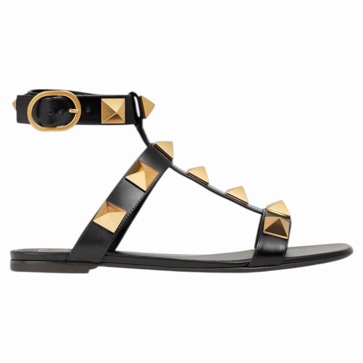 NEW Valentino Garavani Roman Stud Ankle Strap Leather Sandal Black Women Size 36 image 3