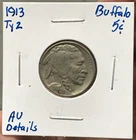 1913 Type 2 5C Indian Head Buffalo Nickel AU Details Holed