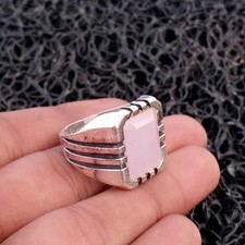 Rose Quartz Ring 925 Sterling Silver Statement Handmade Gift's Men's Ring B94