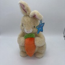 FAO Schwarz Glow Lights Up Toy 12  Plush LED w/Sound Tan BUNNY W CARROT NWT Cozy