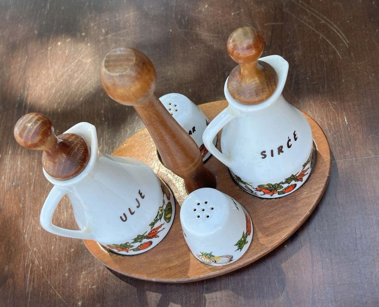 Slavic Mid Century Condiment Ceramic Oil Vinegar