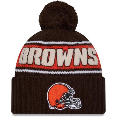 New Era Herren Strick Cleveland Browns NFL Bommelmütze Beanie warm - dunkelblau