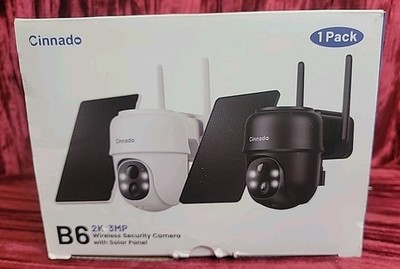 Cinnado B6 White 2K Wireless Security Camera Security W/ Solar Panel 1 Pack. NEW