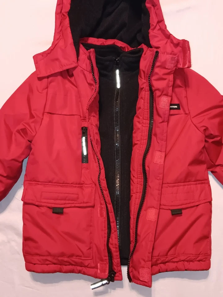Abrigo acolchado Extreme Outfitters talla 3T rojo niños chaqueta con capucha cálido acogedor cómodo  Foto 4 de 4
