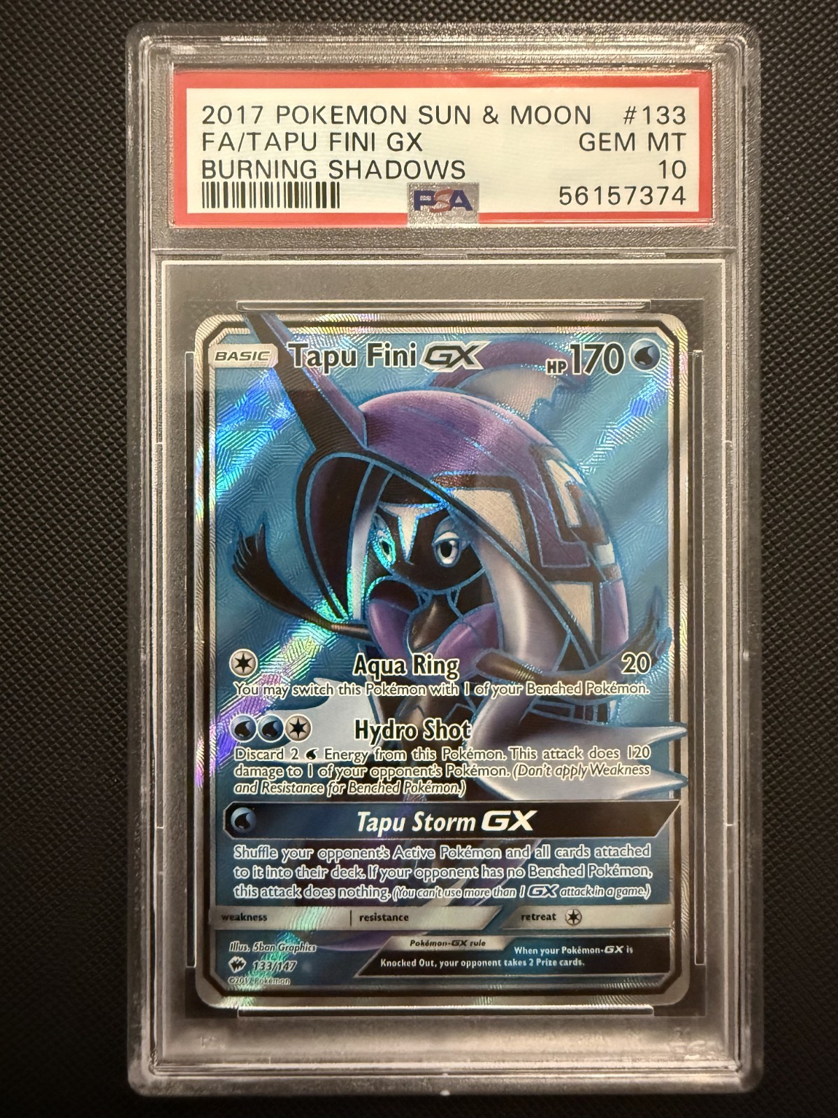 PSA 10 TAPU FINI GX 133 BURNING SHADOWS FULL ART POKEMON MJ