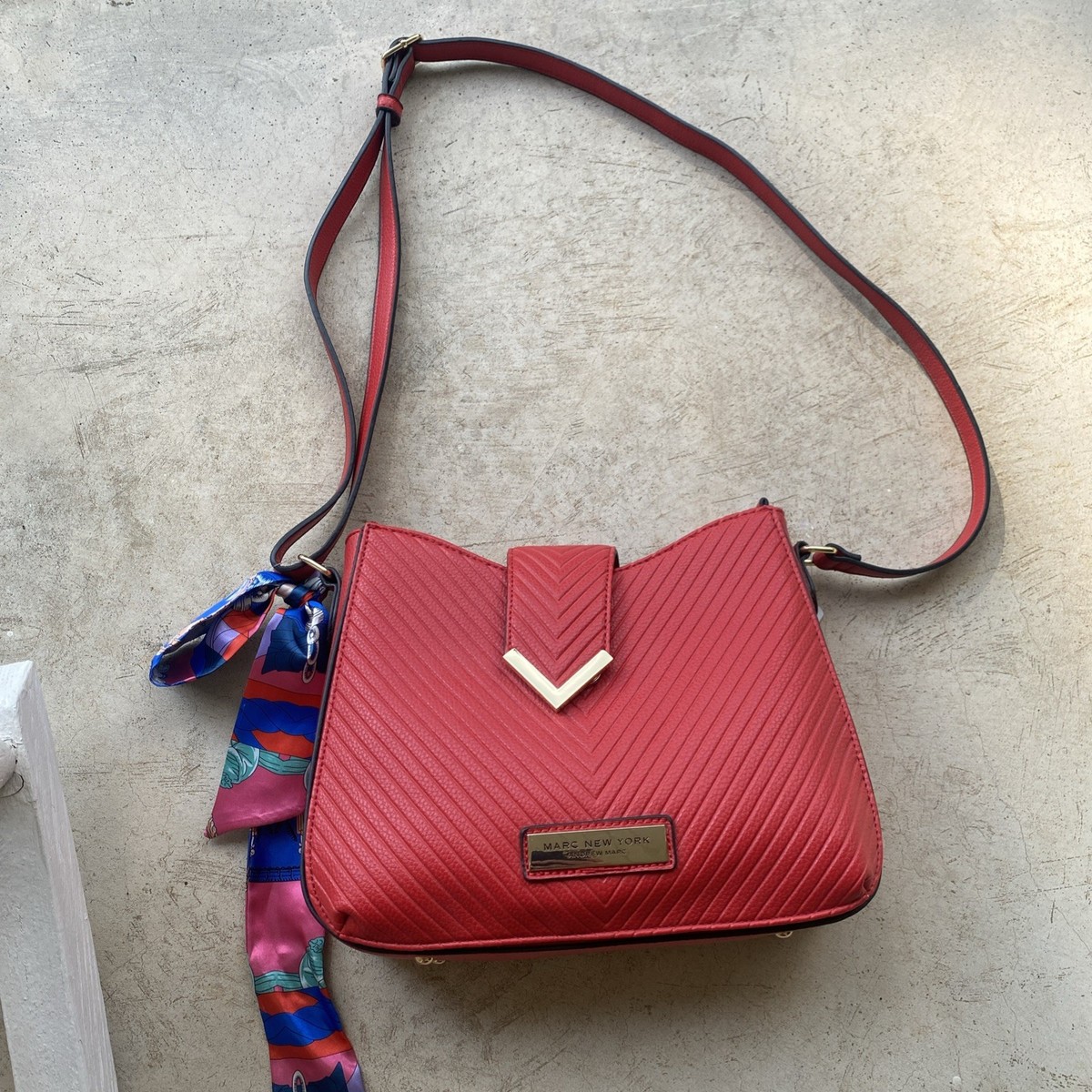 Marc New York Andrew Marc Crossbody Red Linen Interior Shoulder