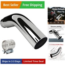 Universal 5 To 6 Exhaust Elbow Pipe With Steel Clamp - Silver Chrome Or Bla... Universal 5 To 6 Exhaust Elbow Pipe With Steel Clamp - Silver Chrome Or Bla...
