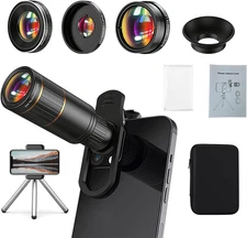 Phone Camera Lens Kit Upgraded Version — Includes 22X Telephoto Lens, 205° Fishe