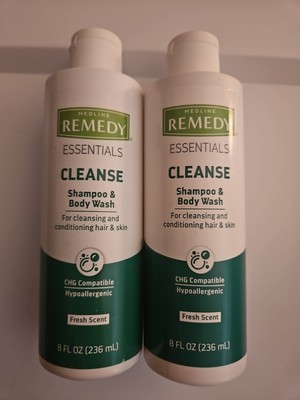 TWO Medline Remedy Essentials Cleanse Shampoo 8 Fl Oz BOTTLES NEW UNUSED