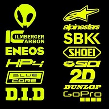 12 x Fluorescent Motorcycle Belly Sponsor Racing Vinyl Stickers Decals