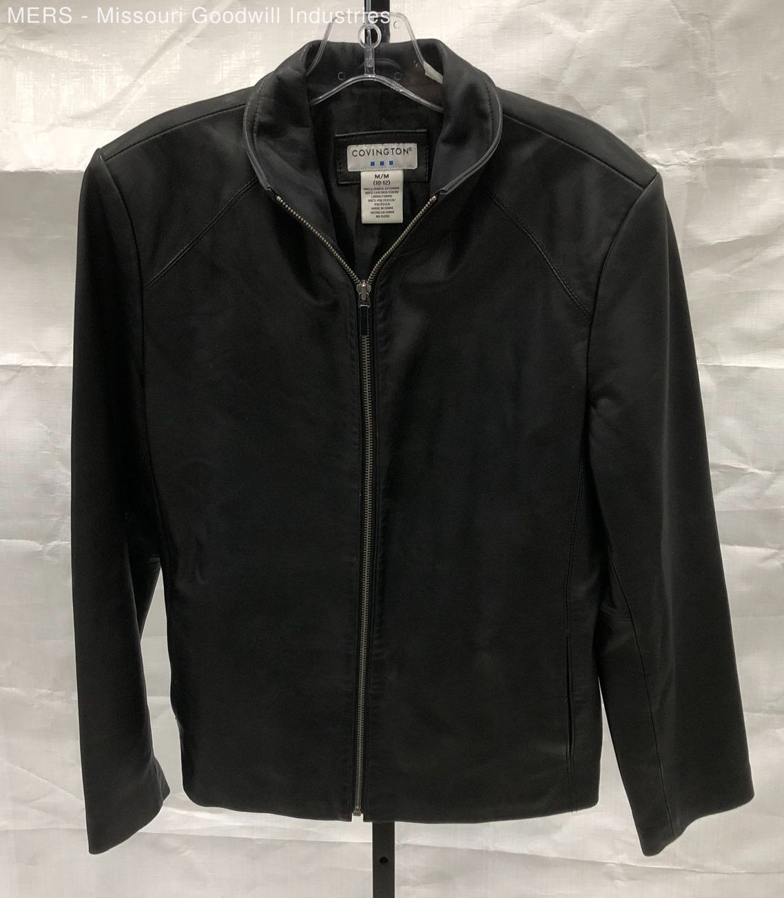 Men's Covington Black Solid Leather Jacket Outerw… - image 1