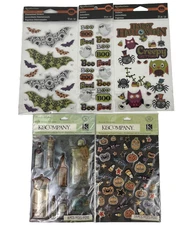 Halloween Stickers Scrapbook Dimensional Pillow Snow Glove Haunted Lot of 5