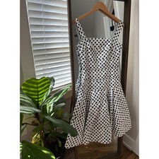 Dolce & Gabbana Black and White Polka Dot Sleeveless Fit & Flare Dress Sz 42 6US