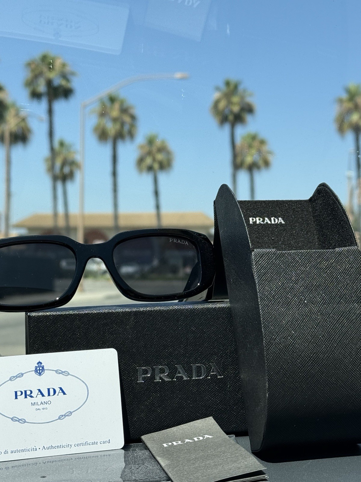 PRADA Unisex Black Sunglasses Made in Italy with Box and Case