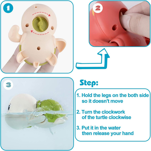 Swimming Turtle Bath Toys for Toddlers 1-3, 3 Pack Infant Bathtub Toys - Picture 3 of 6