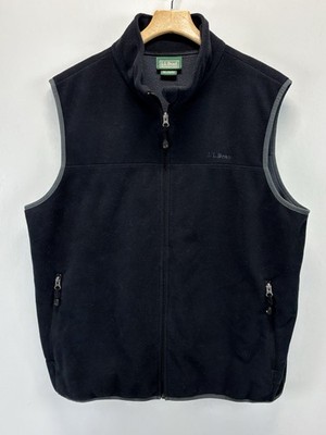 LL BEAN Micro Fleece Vest Men s XL Black Full Zip Outdoors Gorp Core Logo