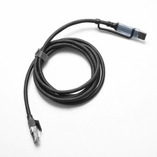 2-in-1 USB Ethernet Cable USB-A/Type-C to RJ45 100Mbps 1.8M Braided Nylon for PC