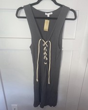Don’t Ask Why Urban Outfitters Lace-Up Rope Front Tank Dress NWT Gray OS