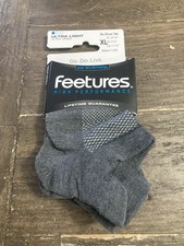 Feetures High Performance Ultra Light No Show Tab Socks Color Gray Size XL New