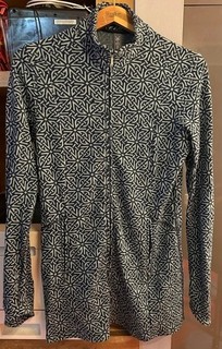 Ibex wool teal full zip long sweater/jacket 8 medium free ship