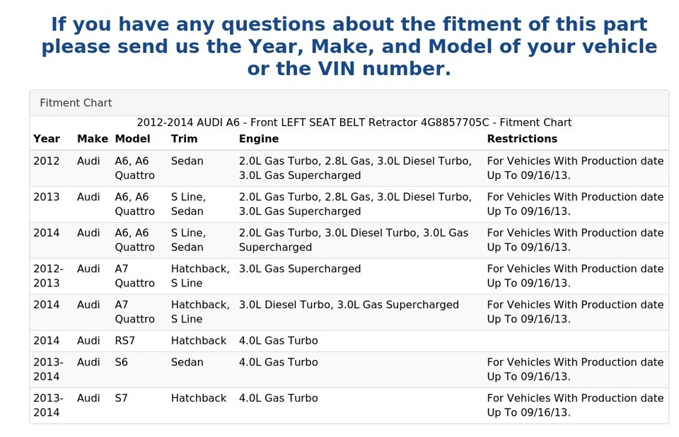 2012-2014 AUDI A6 - Front LEFT SEAT BELT Retractor 4G8857705C - Image 4 of 4