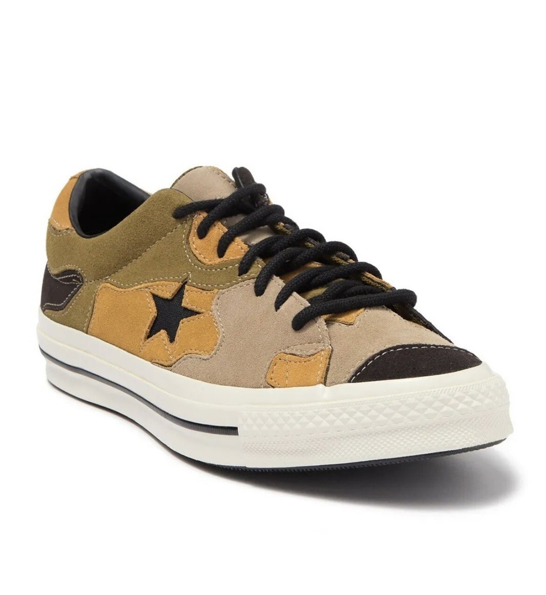 Converse One Star Ox Low Top Camo Black/Olive Flak-Wheat Mens Sz 7