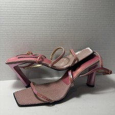 NINE WEST Pink Sequin Formal Dress Ankle Sandals Pumps Size:9M New GB-3