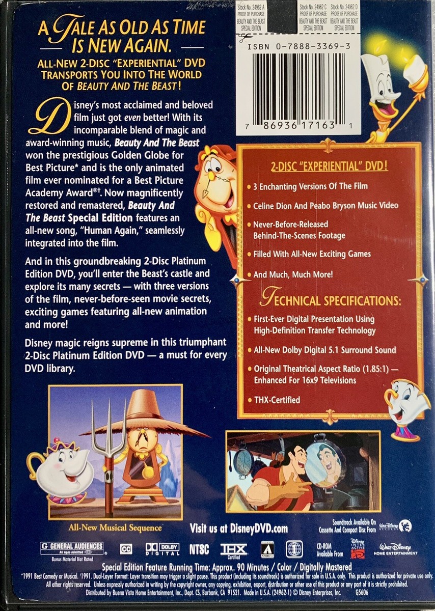 Beauty and the Beast (DVD, 2002, 2-Disc Set, Special Edition