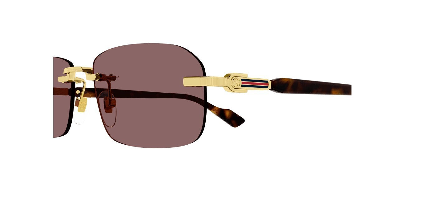 Gucci GG1221S 002 GoldHavana/Brown Rectangular Narrow Rimless Men's