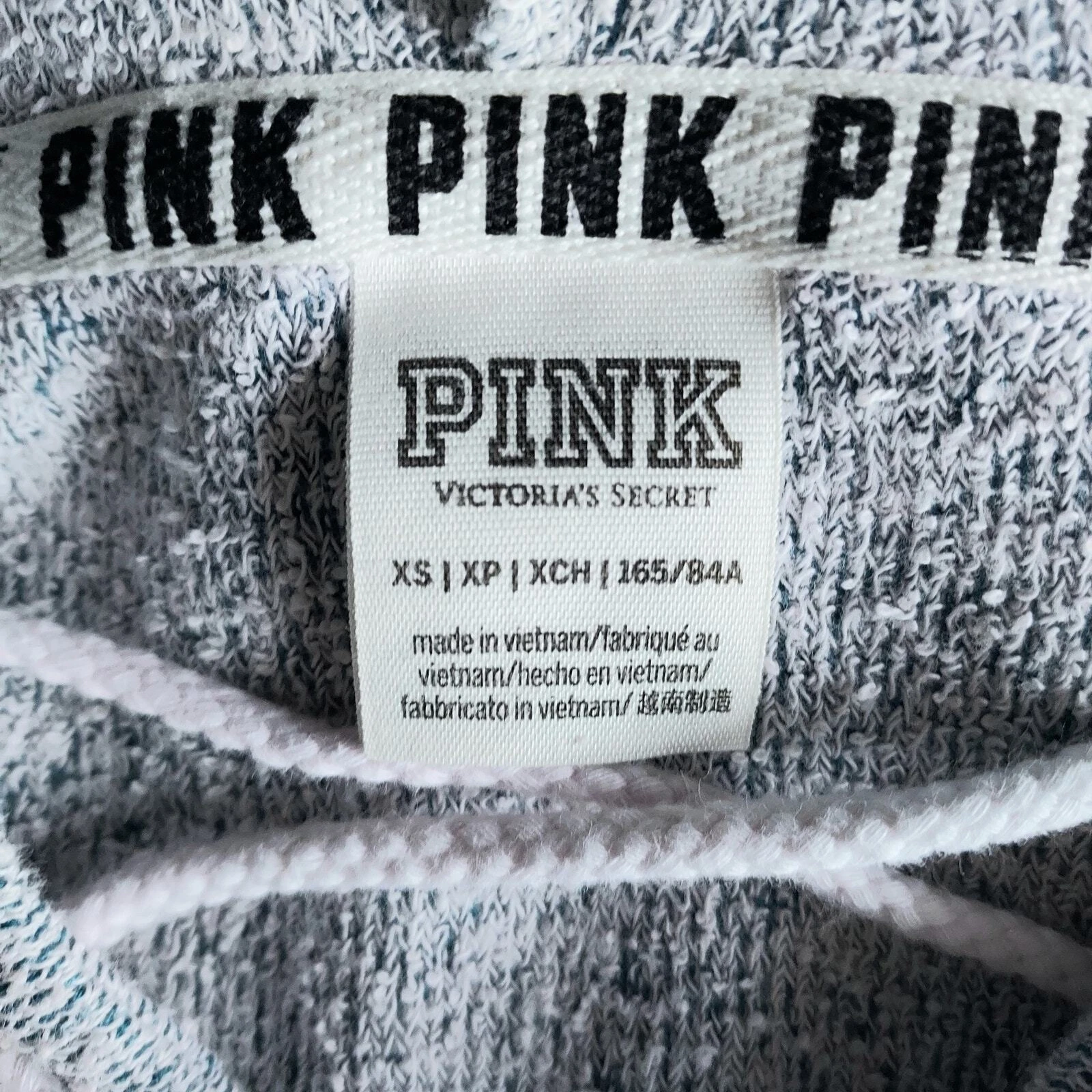 UNDERCOVER Victoria's Secret ROSA Terry panno tunica stringata oversize donna grigia felpa con cappuccio XS