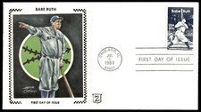 July 6th 1983 Babe Ruth FDC- First Day of Issue- Zaso Silk Cachet